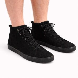 Size 12 TOMS Men’s Lenox Mid Black Suede Sneakers Casual Lace Up Shoes Comfort